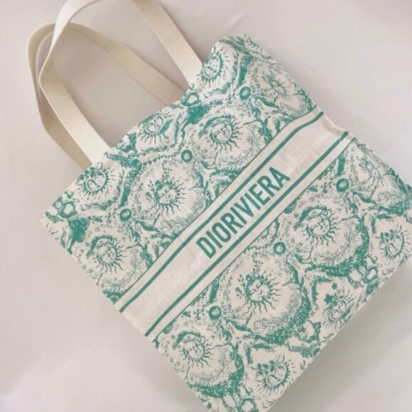 Dior Diorivira Linen Tote - Teal - Picture 1 of 4